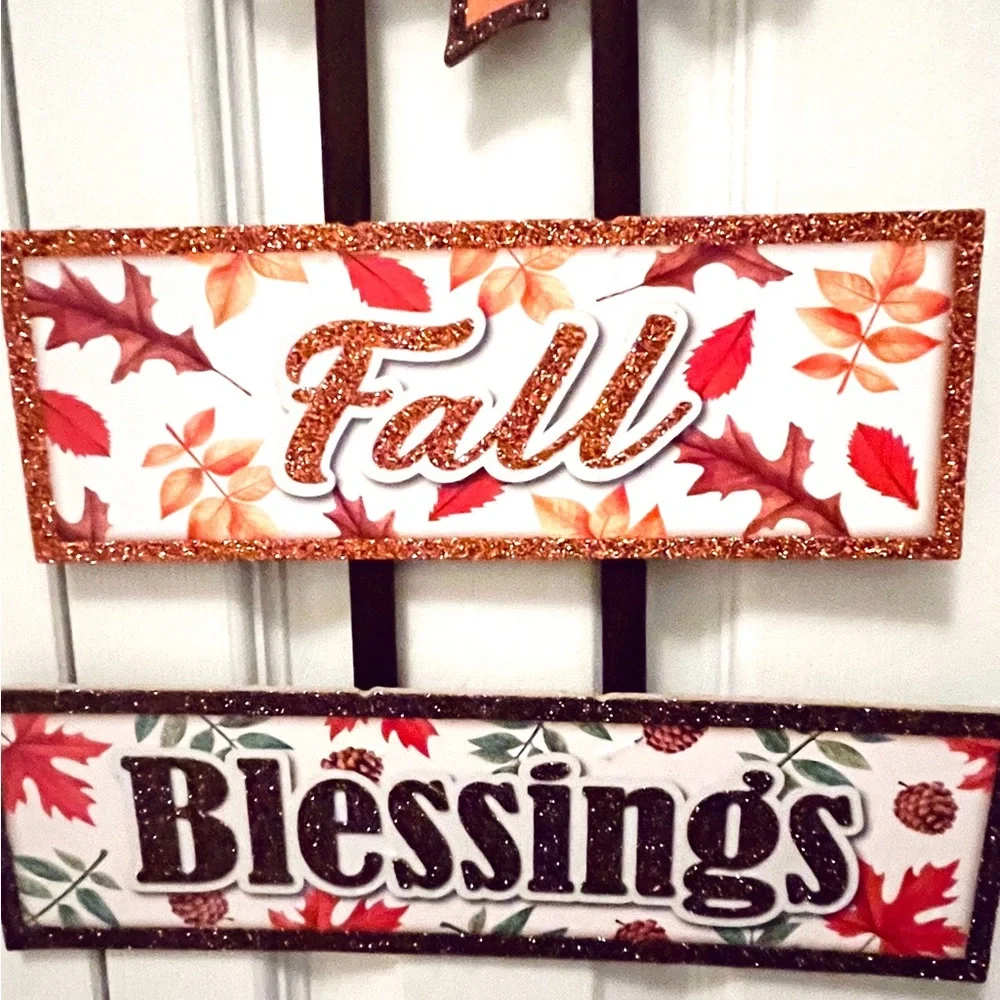 Farmhouse Rustic Fall Blessings Wooden Signs